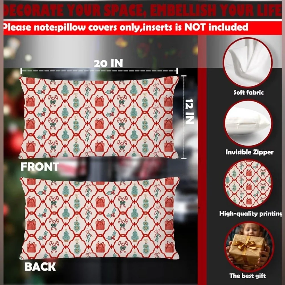 New- Set of SIX Festive Red and White Festive couch Pillow Set